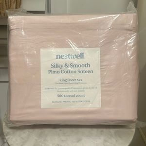 NWT Nestwell Pima Cotton Pink Sheet Set King Size